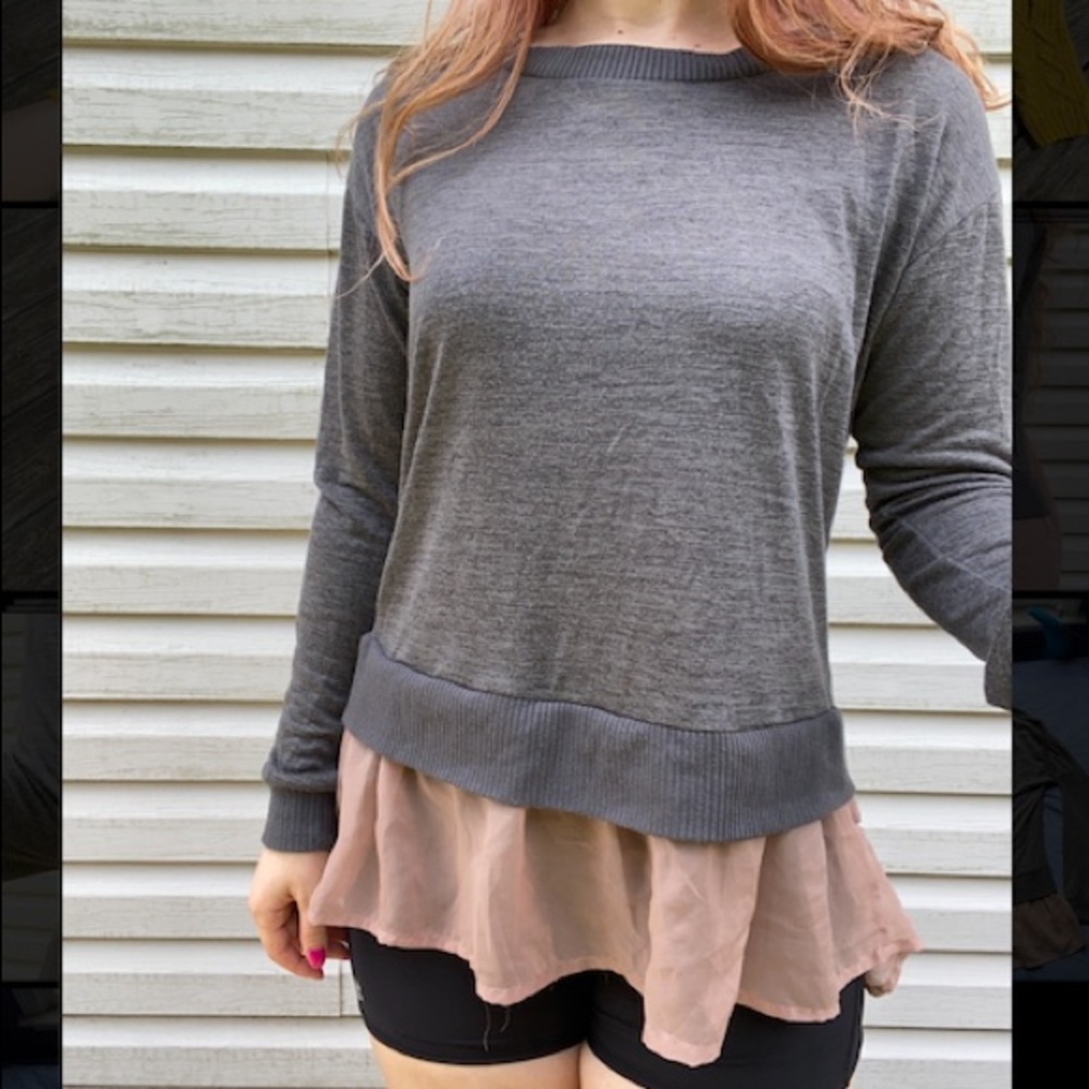 Chiffon Trim Knit Top
